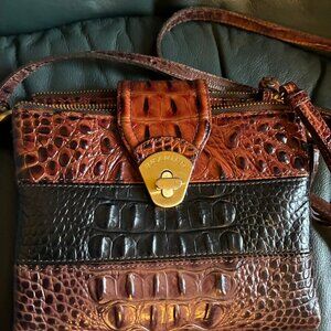 BRAHMIN crossbody women's bag, color: brown and black 8" x 7" x 1.75"
